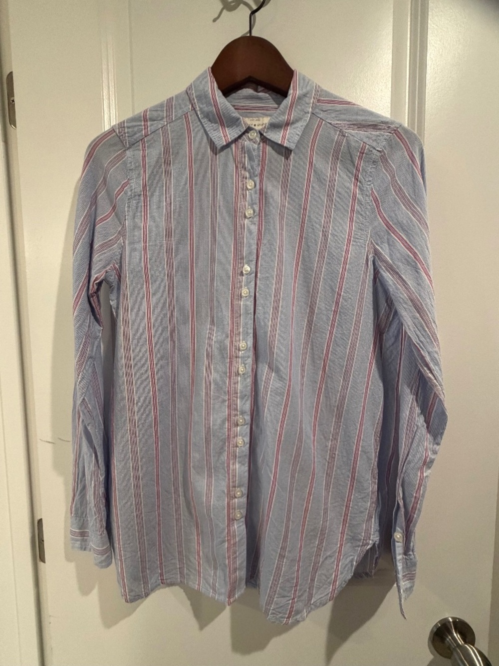Lucky Brand Blue & Red Striped Button Down Shirt XS